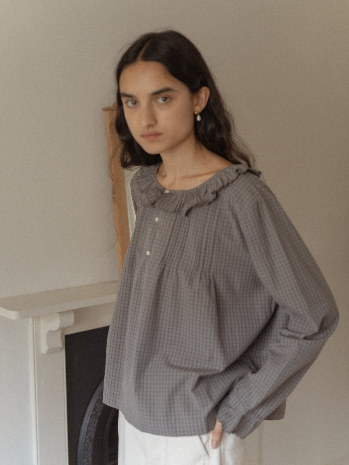 Isla Blouse Grey Check