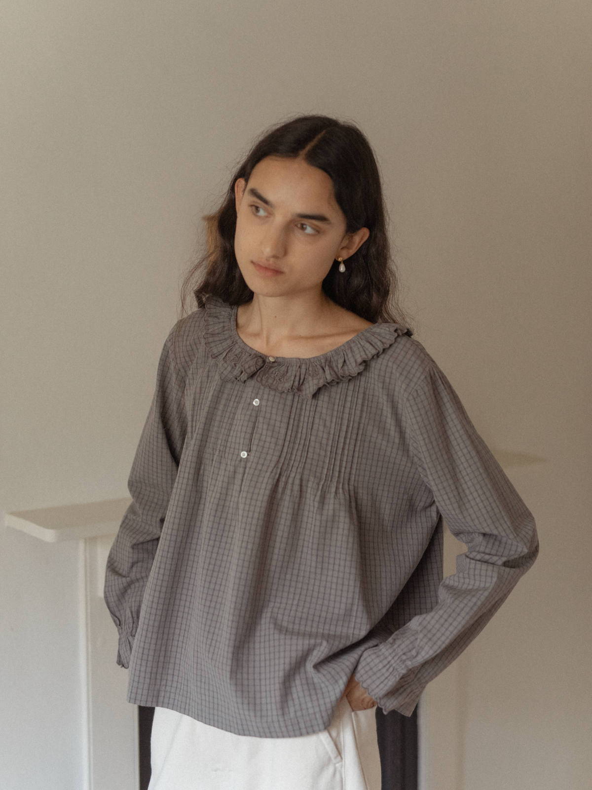 Isla Blouse Grey Check
