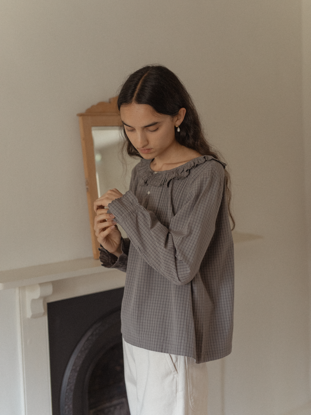Isla Blouse Grey Check
