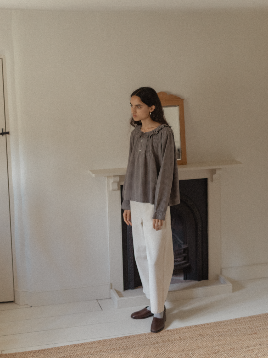 Isla Blouse Grey Check