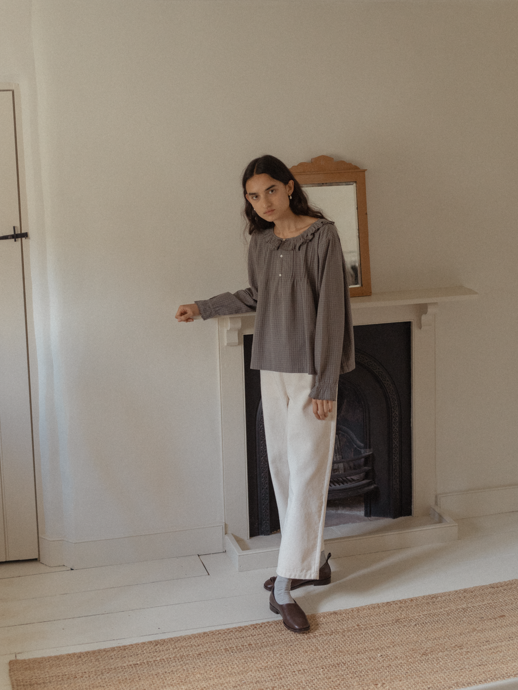 Isla Blouse Grey Check