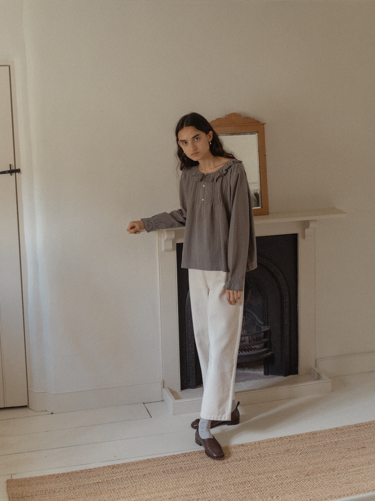 Isla Blouse Grey Check