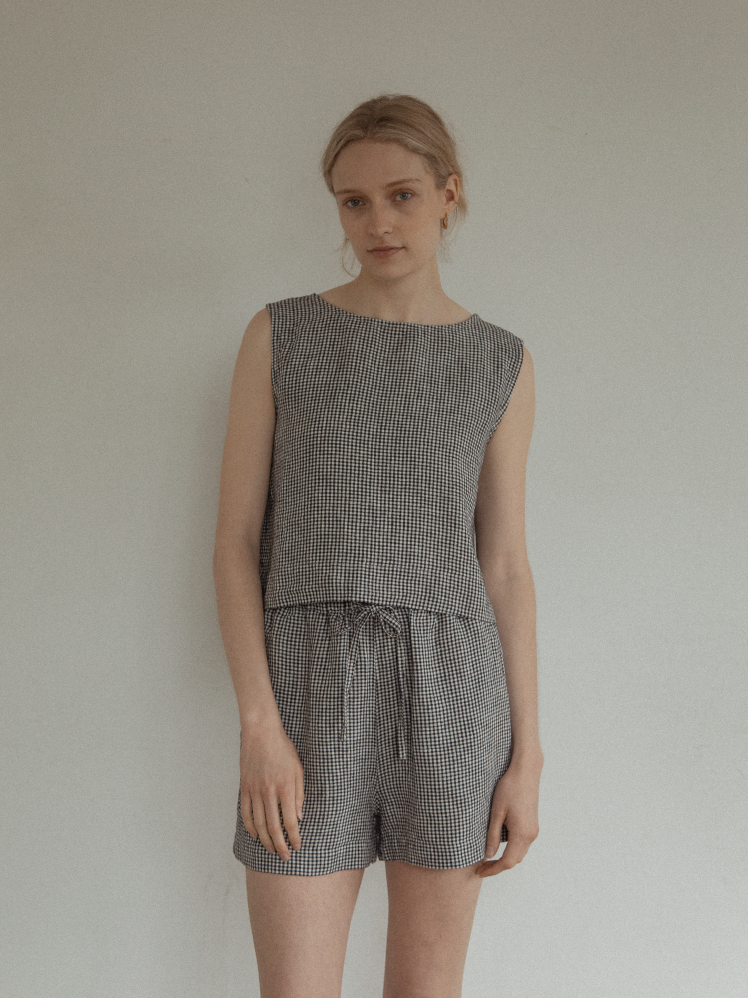 Finley Top Gingham Noir