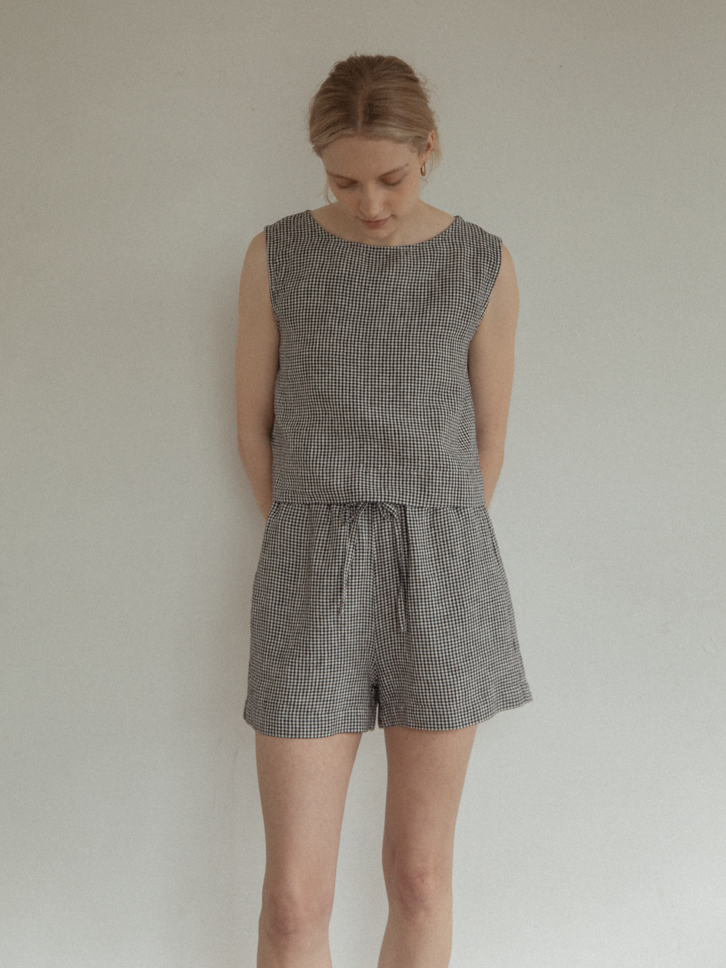 Finley Top Gingham Noir