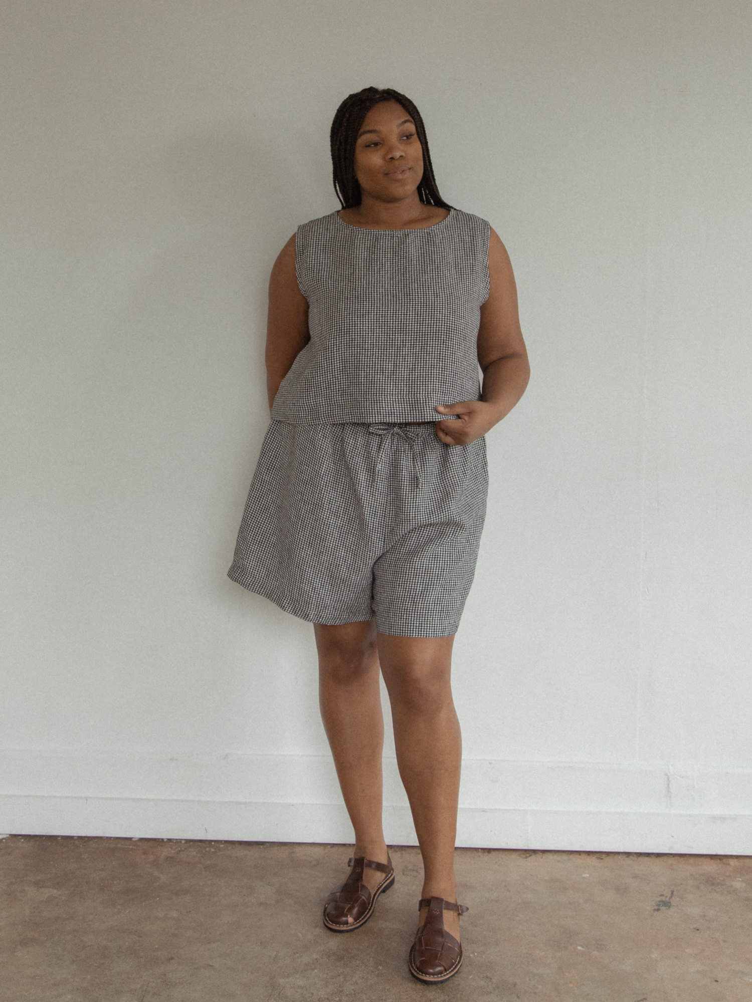 Finley Top Gingham Noir