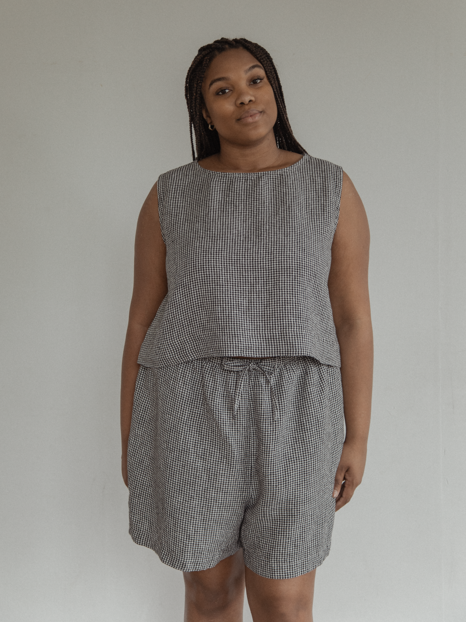 Finley Top Gingham Noir