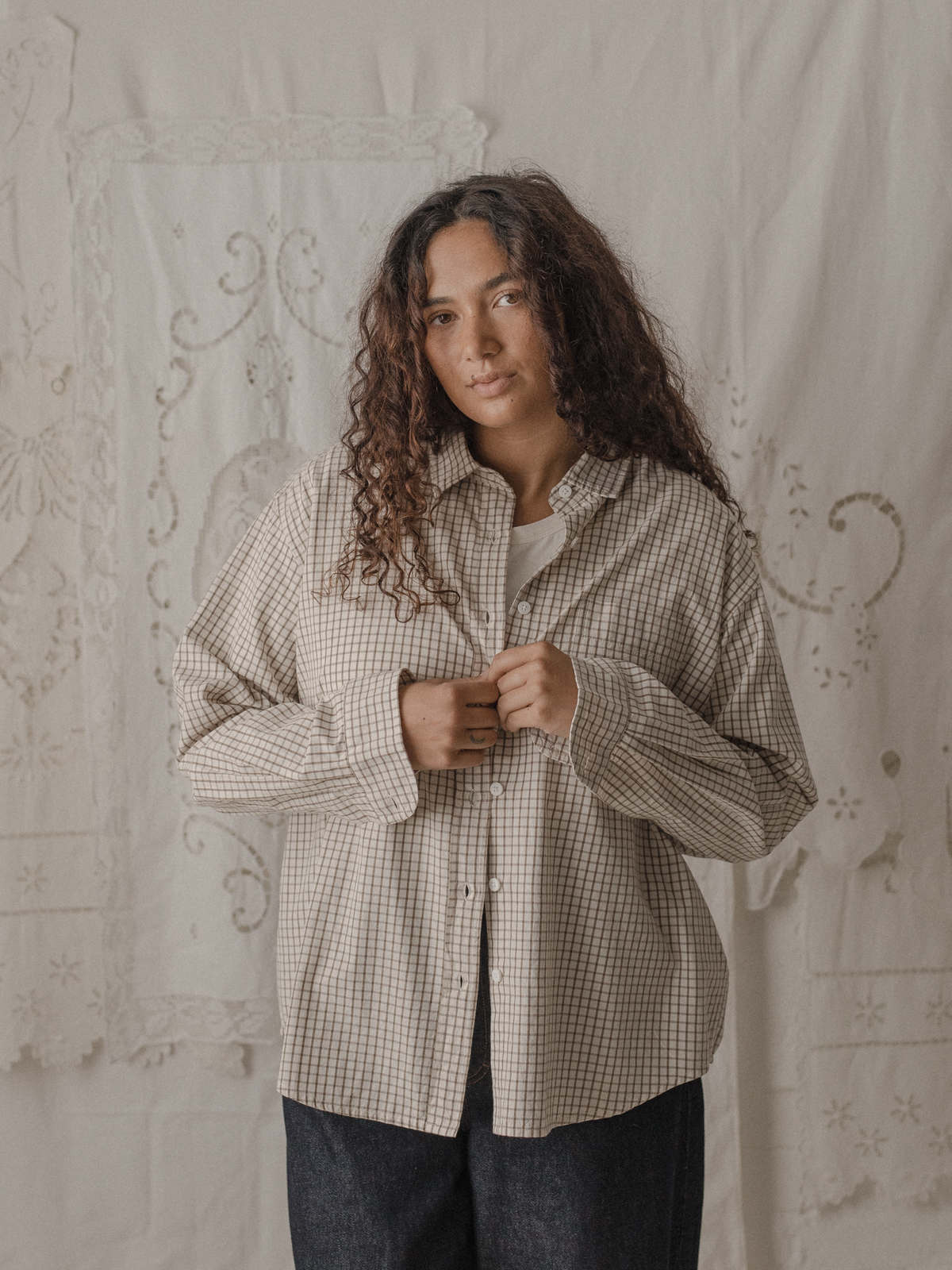 Britta Shirt Beige Check