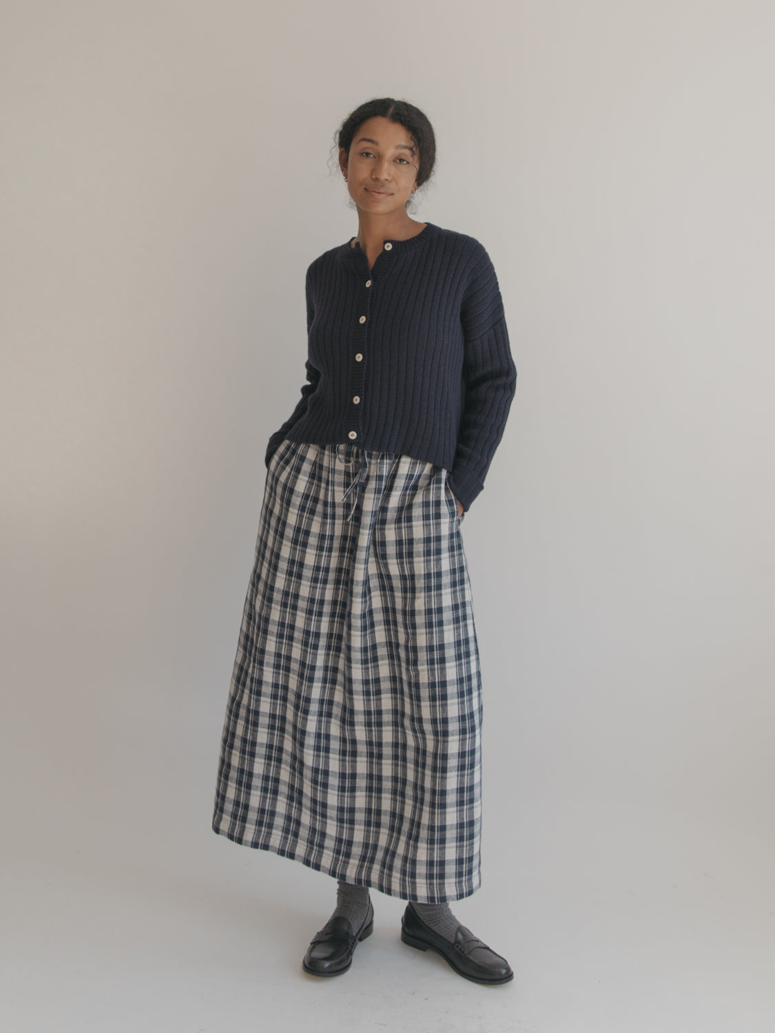 Navy 2024 plaid skirt