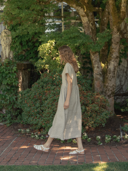 Hazel Dress in Chocolate Stripe