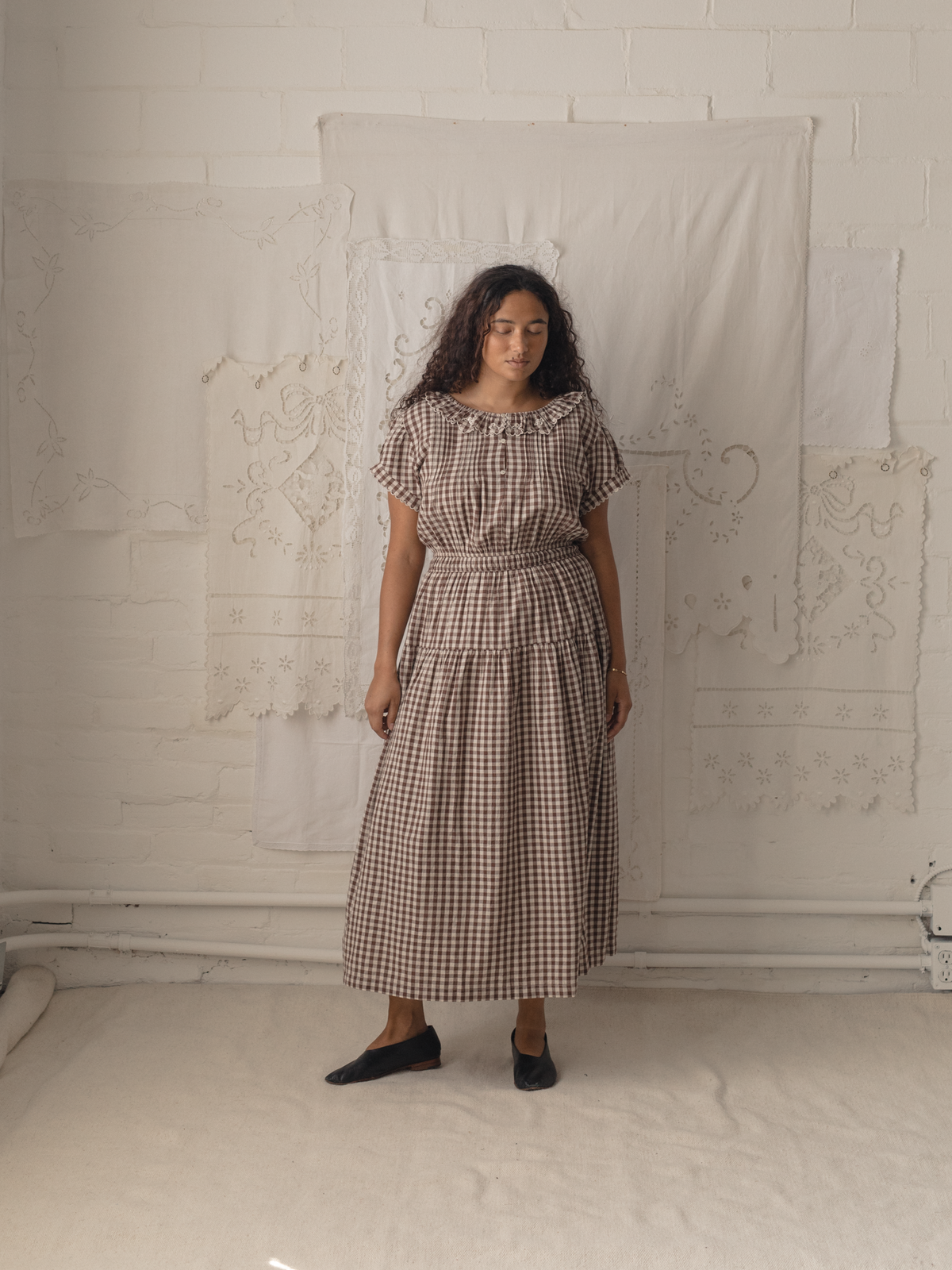 Layla Dress Brown Gingham