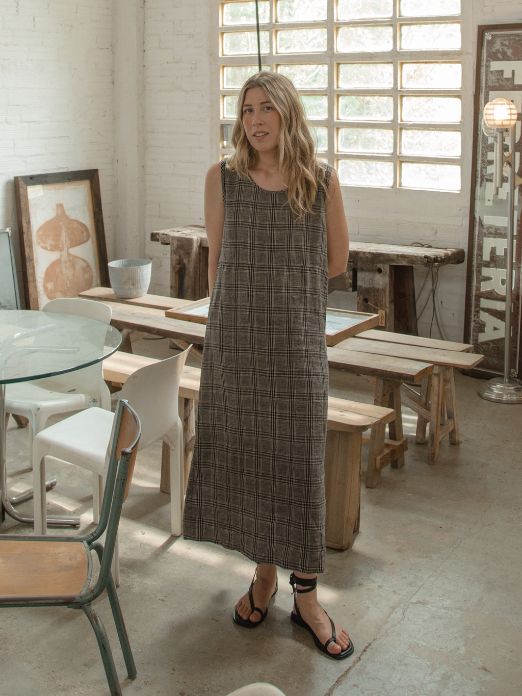Heidi Dress Grey Plaid