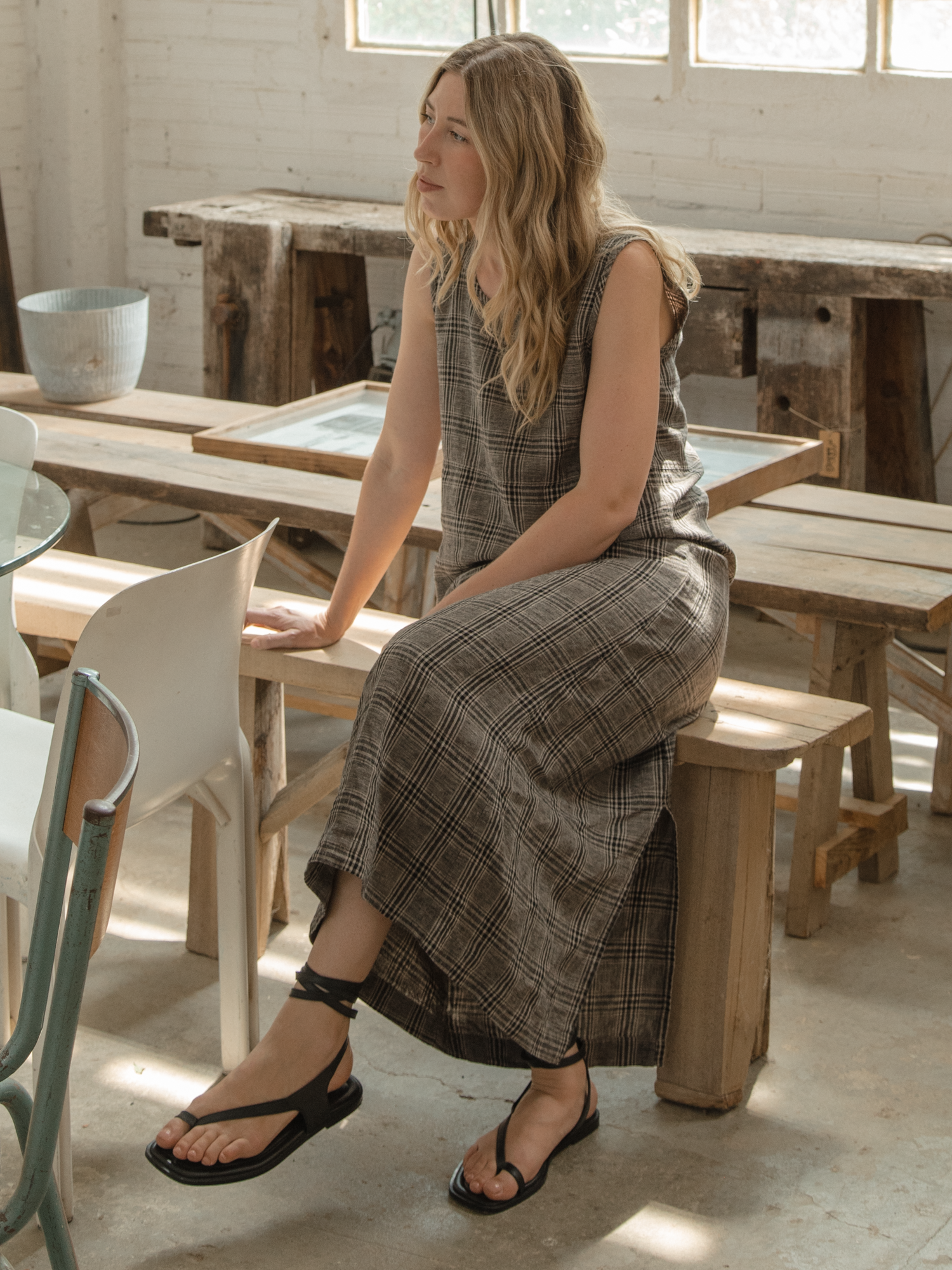 Heidi Dress Grey Plaid