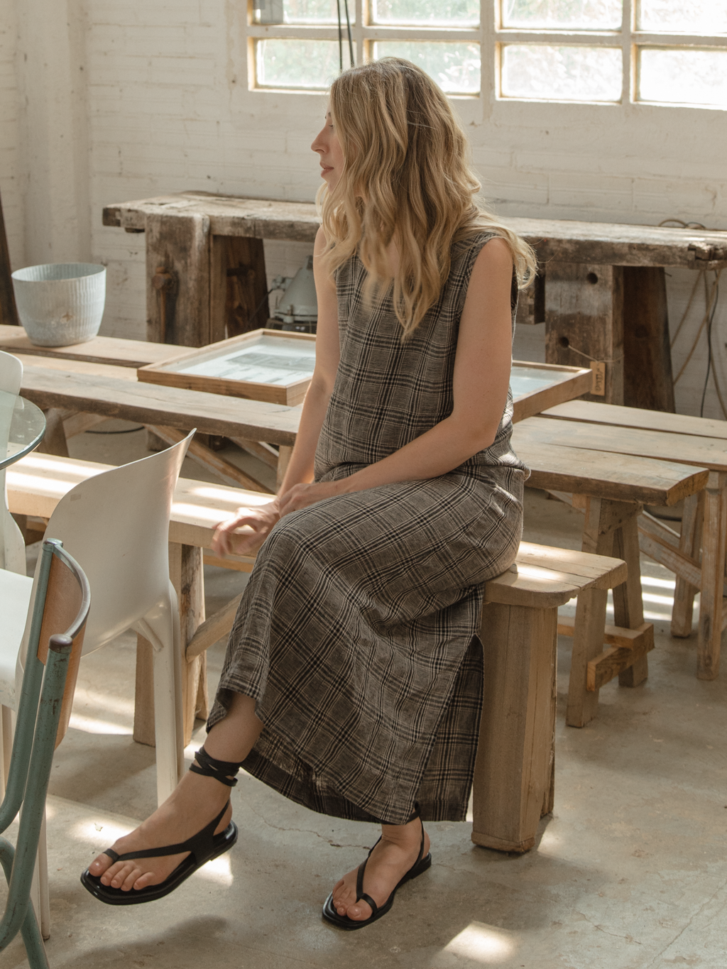 Heidi Dress Grey Plaid