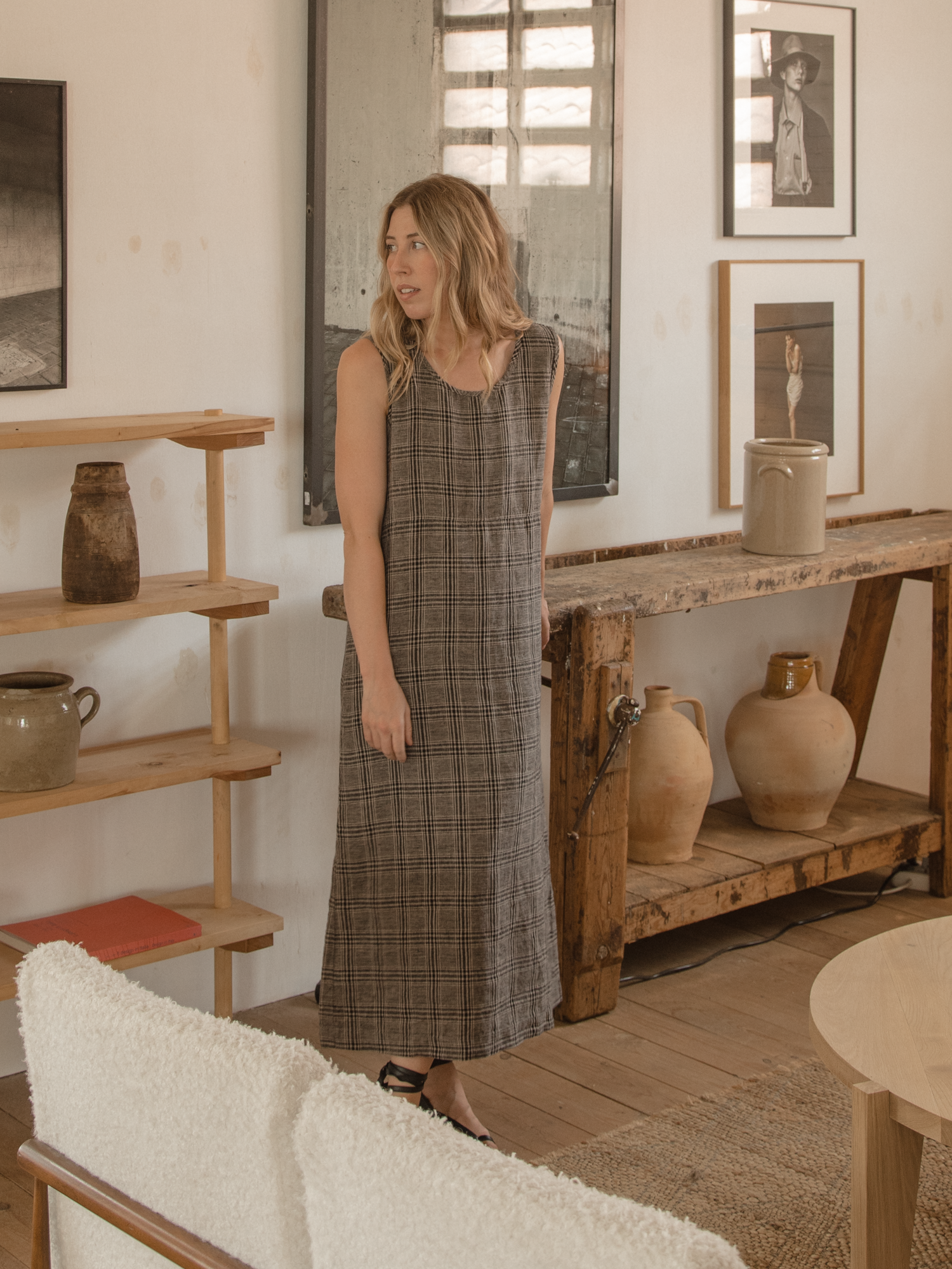 Heidi Dress Grey Plaid