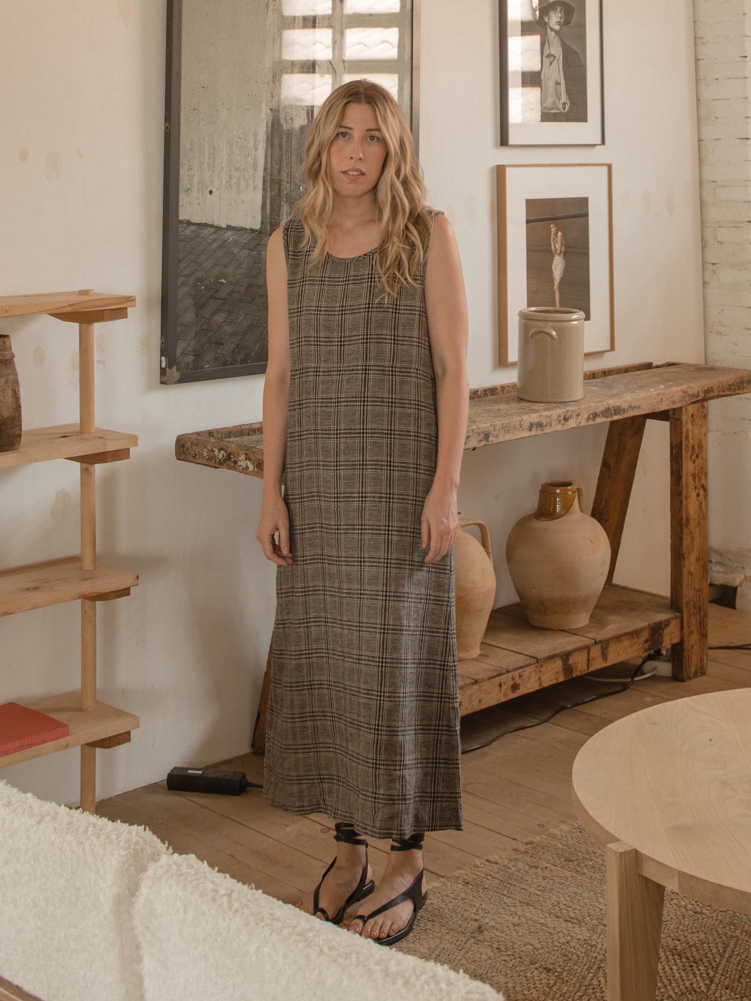 Heidi Dress Grey Plaid