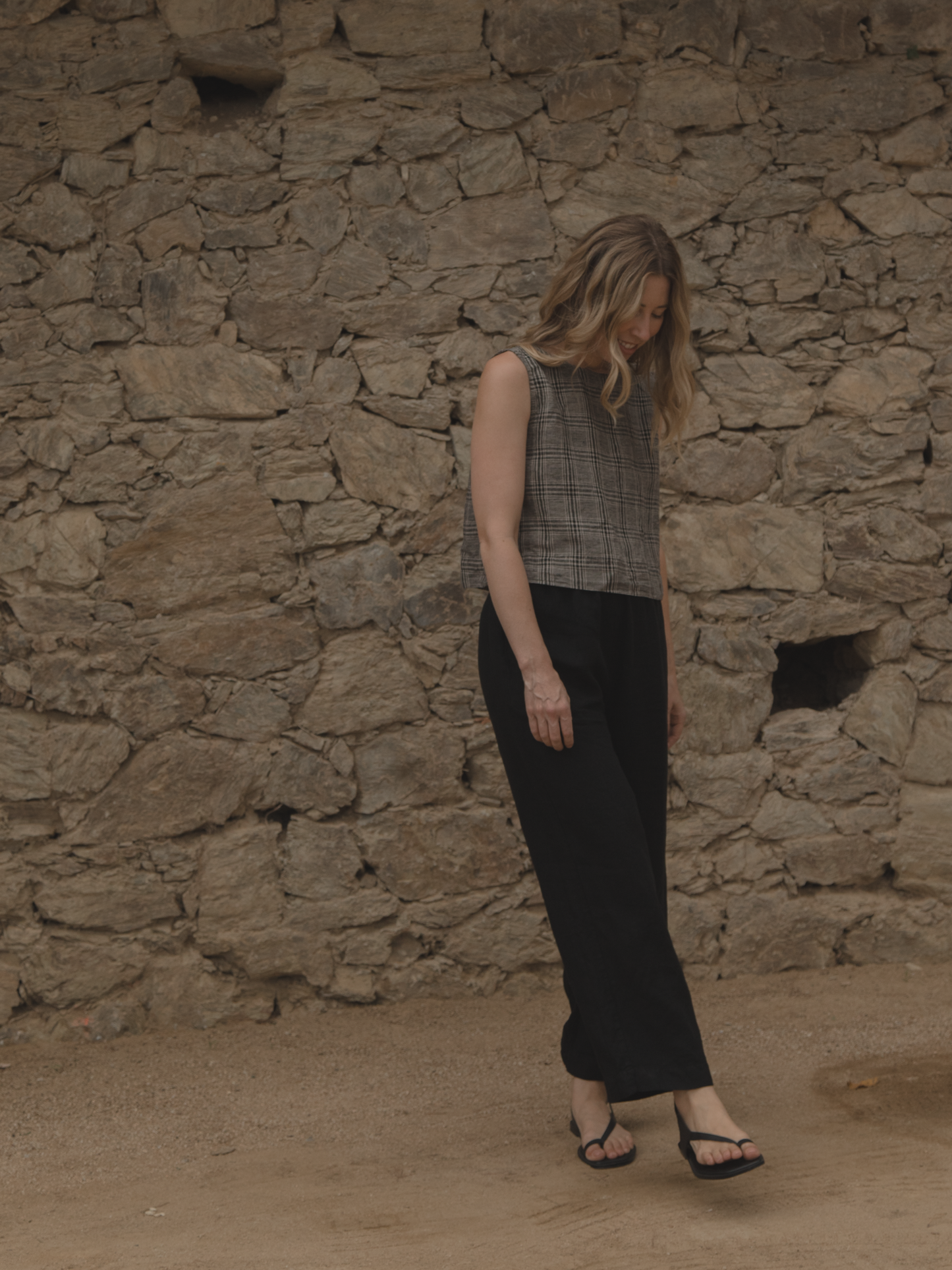 Finley Top Grey Plaid