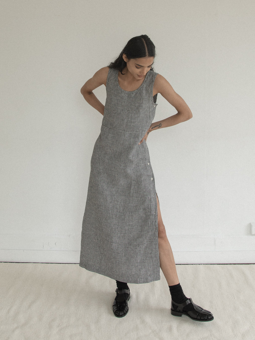 Bella Dress in Gingham Noir