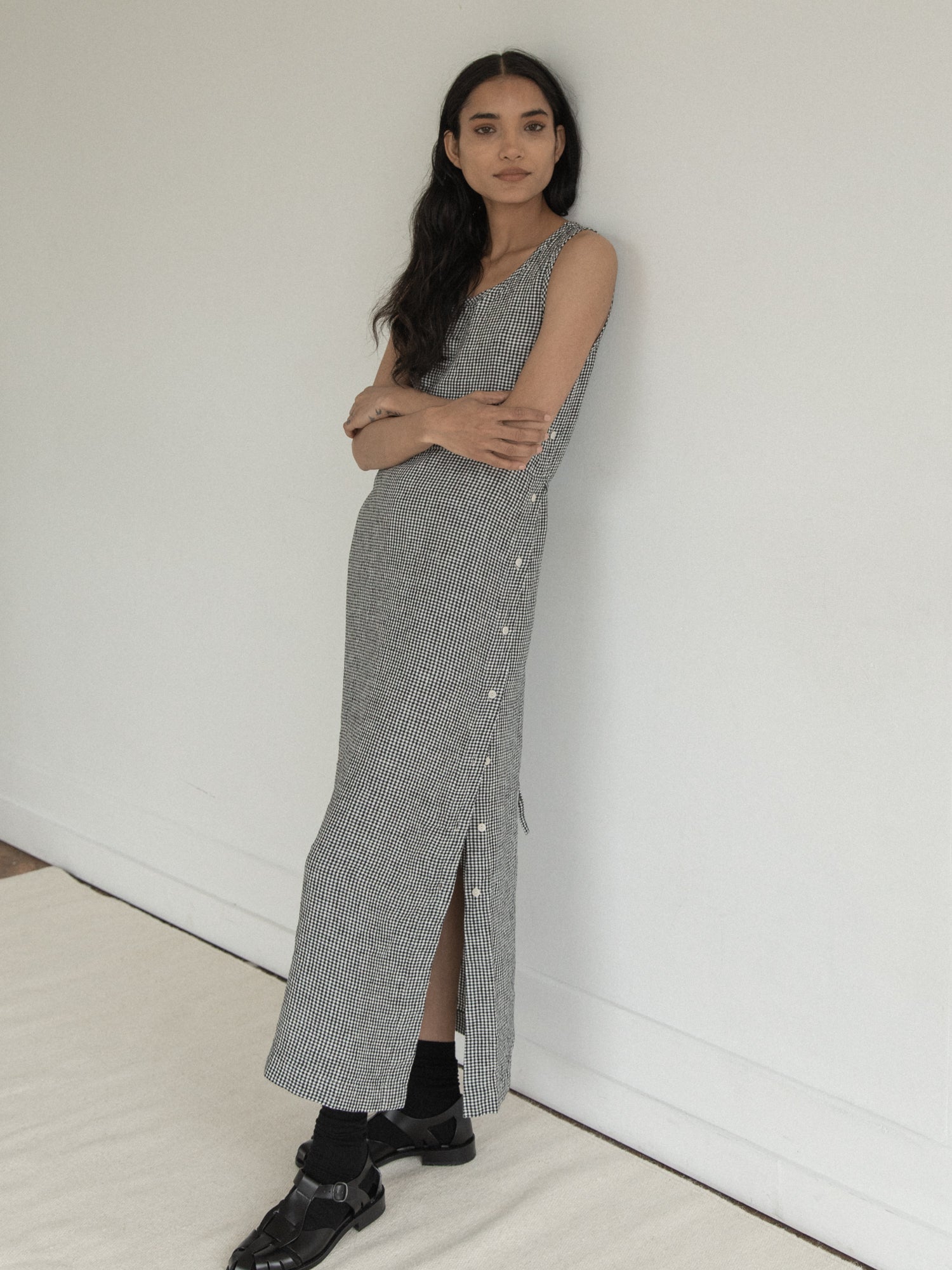 Bella Dress in Gingham Noir