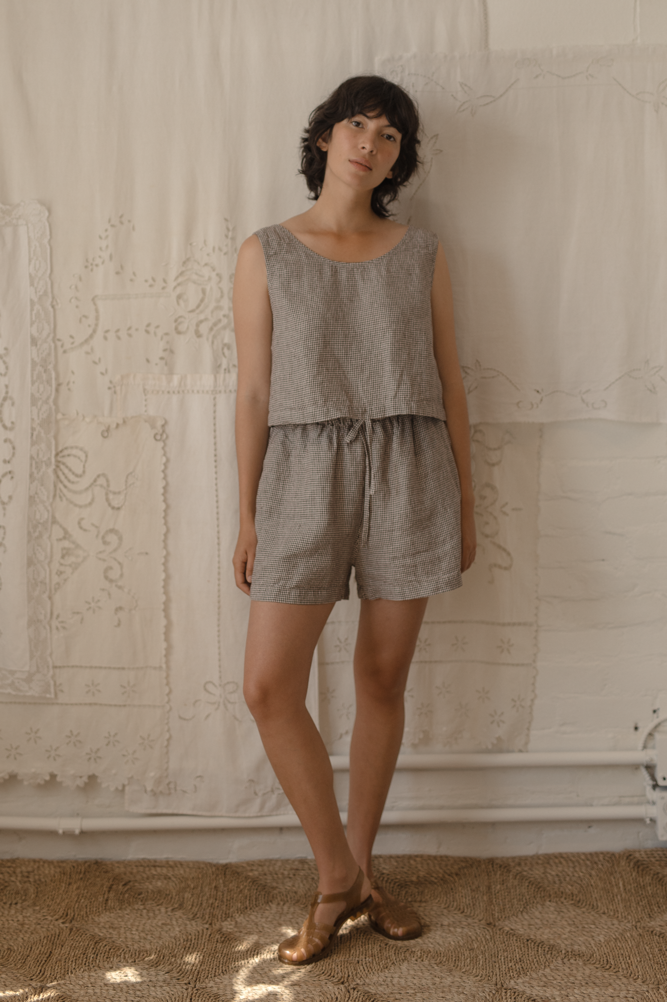 Delia Top Espresso Gingham