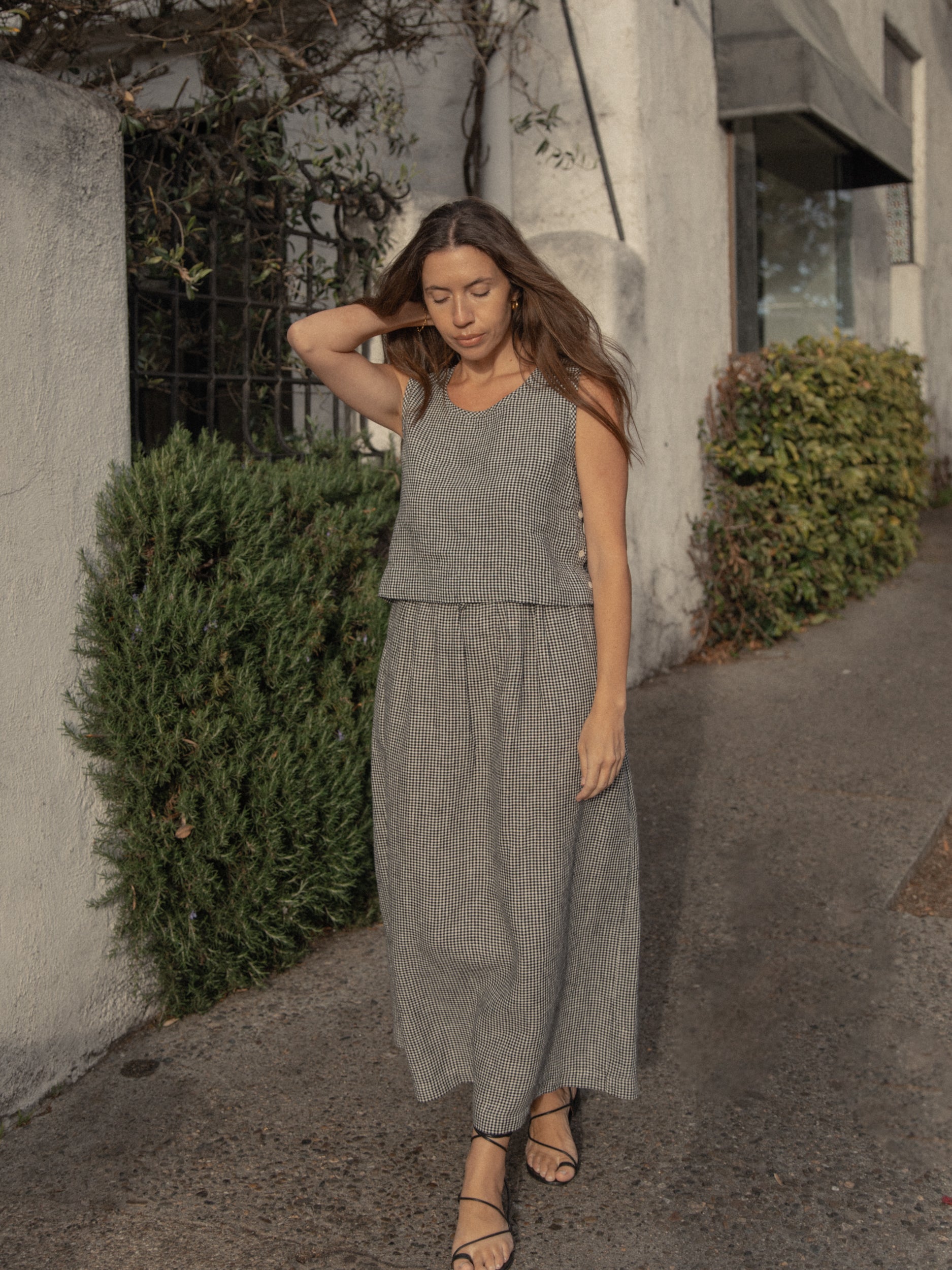 Adrie Skirt in Gingham Noir