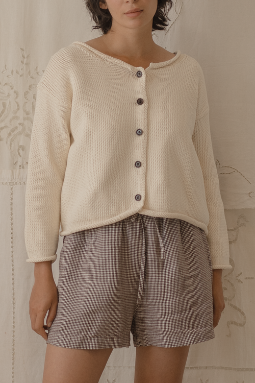 August Short Espresso Gingham