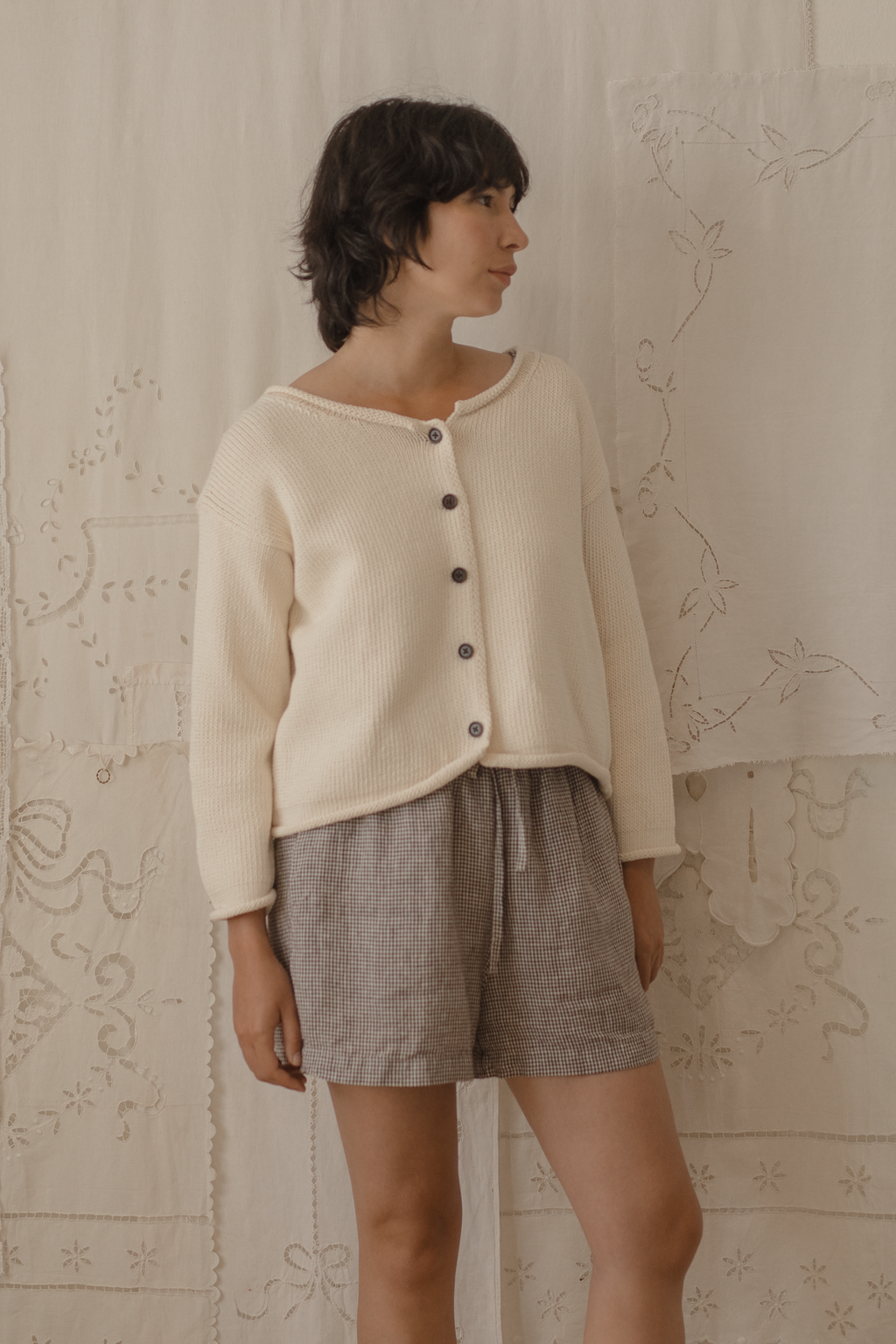 August Short Espresso Gingham