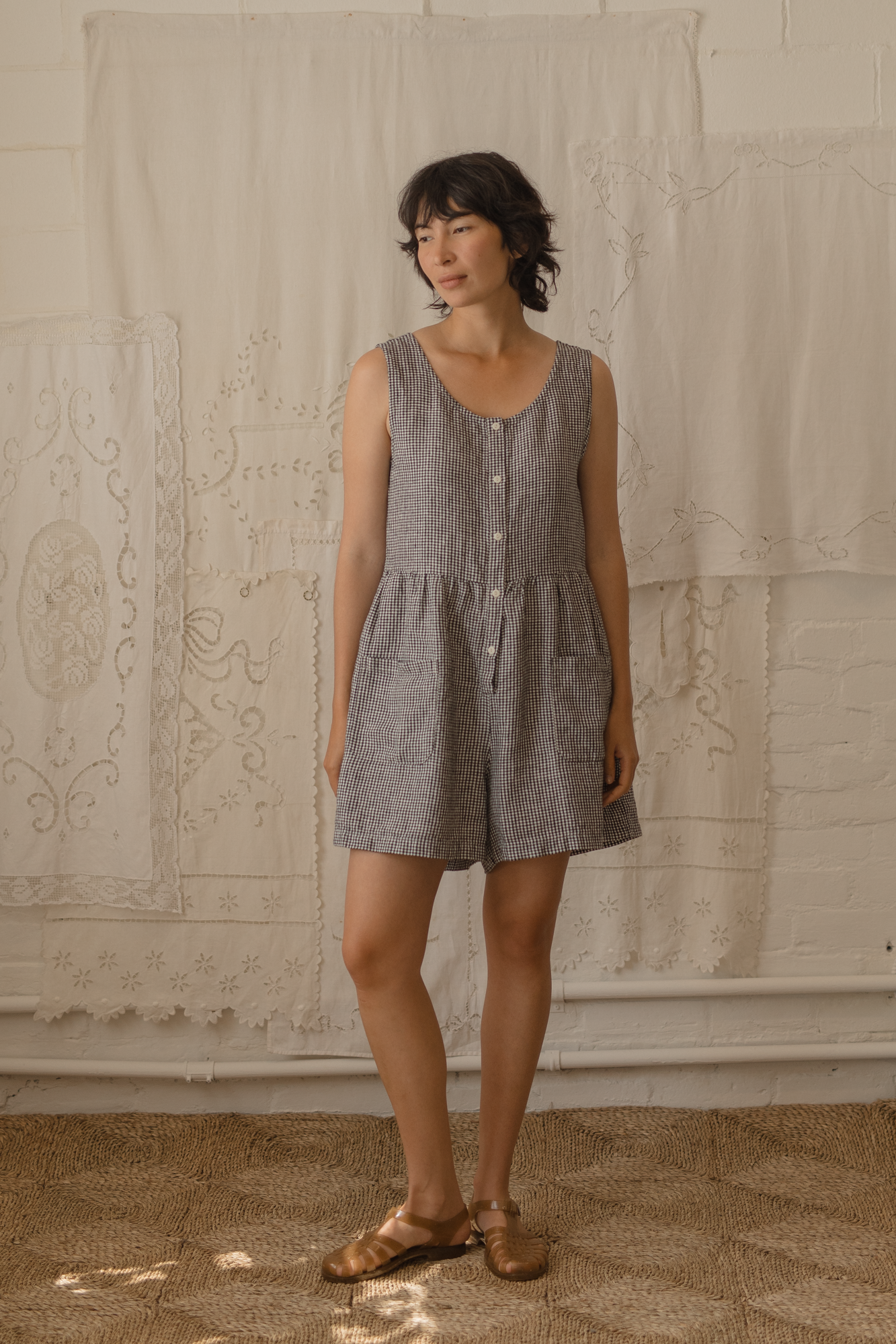 Dottie Romper Gingham Noir