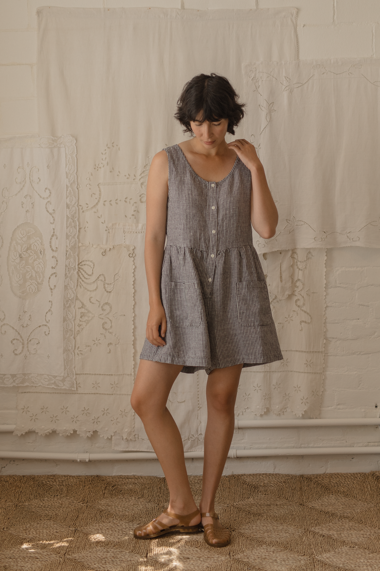 Dottie Romper Gingham Noir