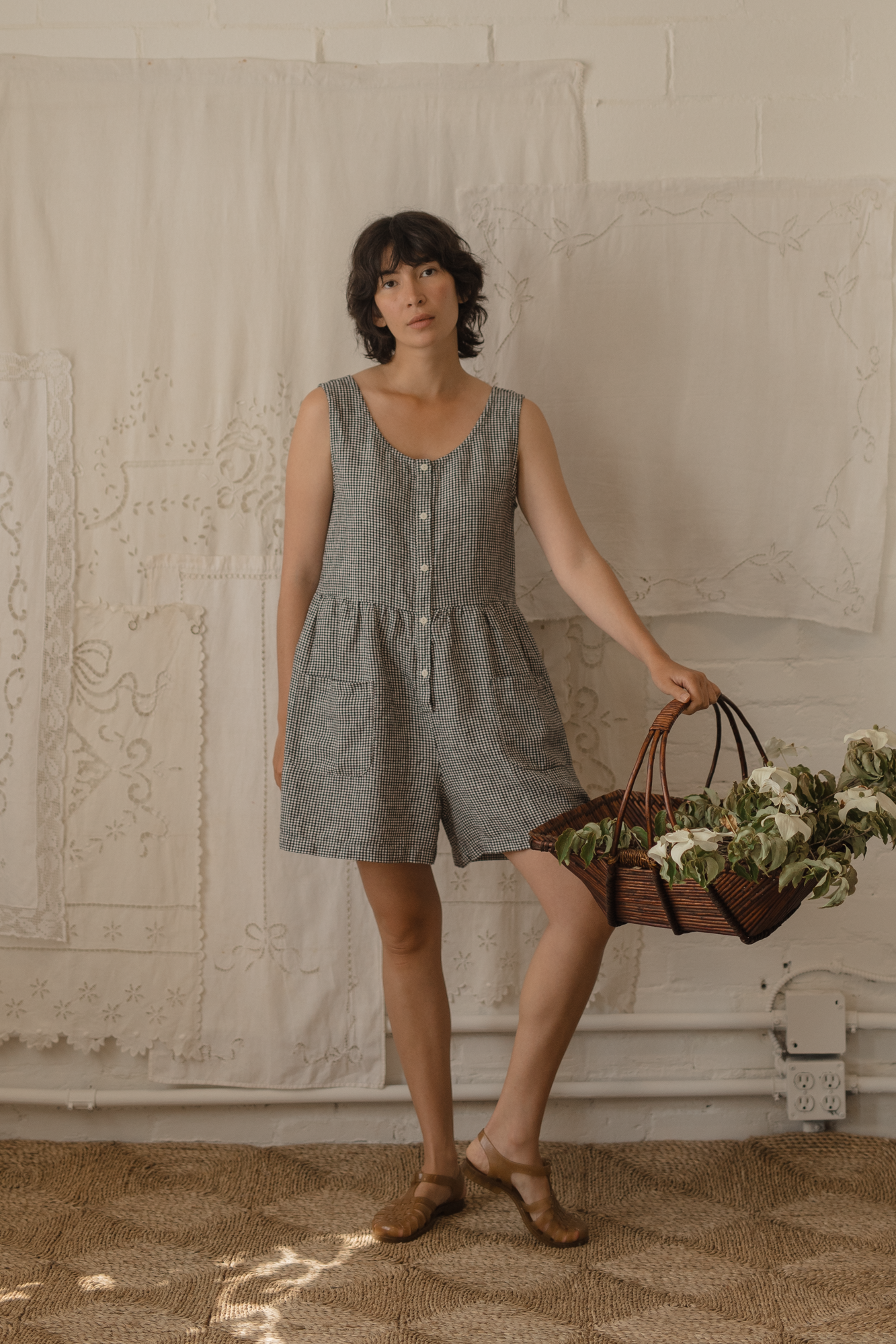 Dottie Romper Gingham Noir