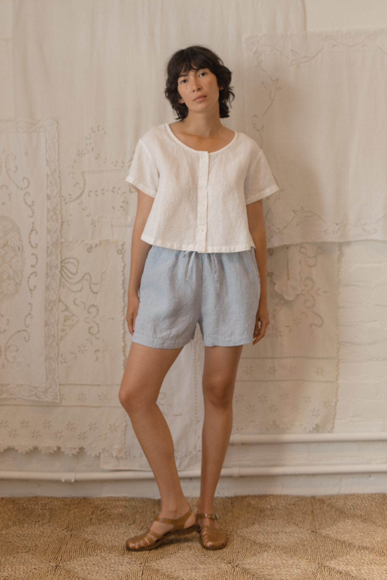 August Short Pale Blue Gingham