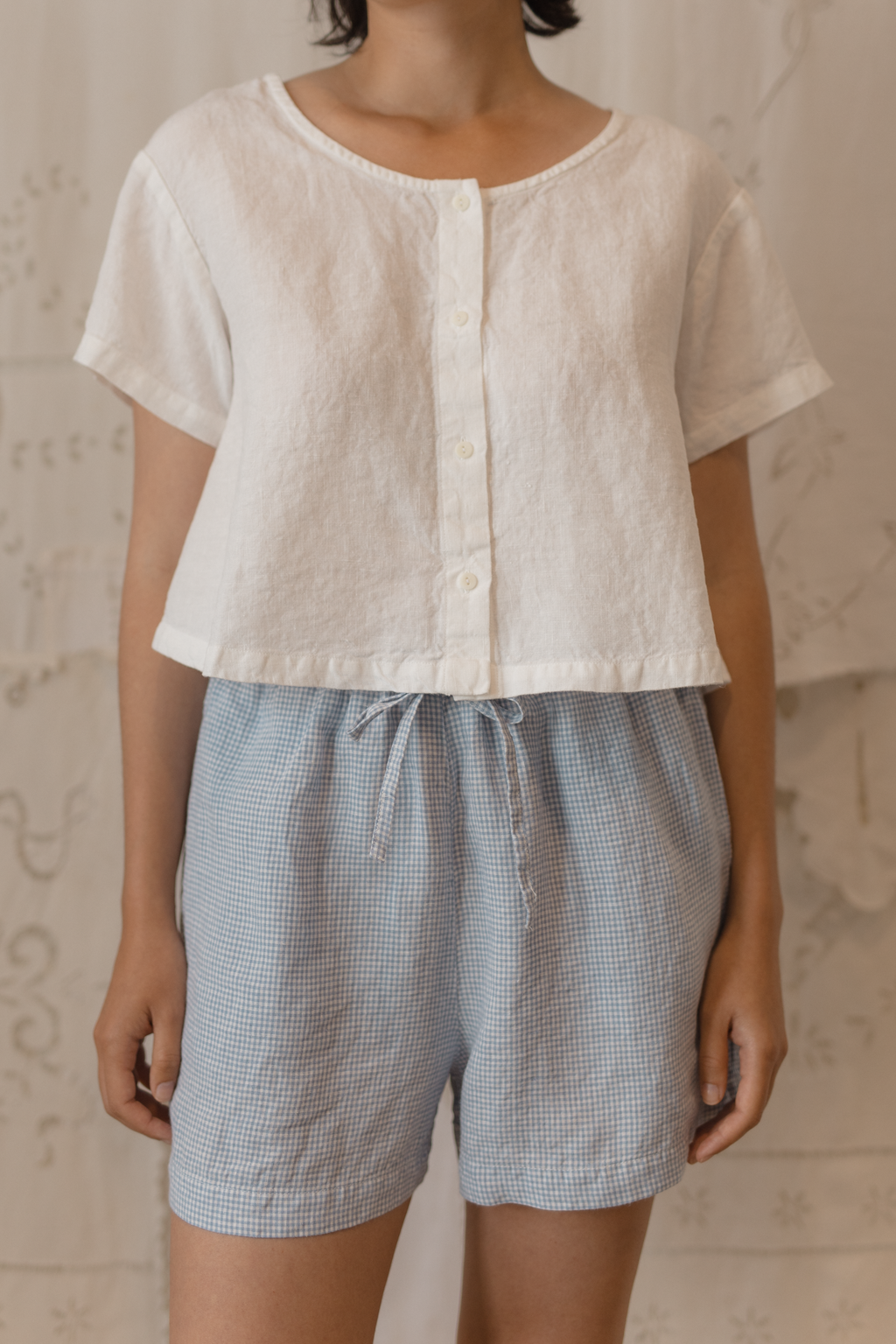 August Short Pale Blue Gingham