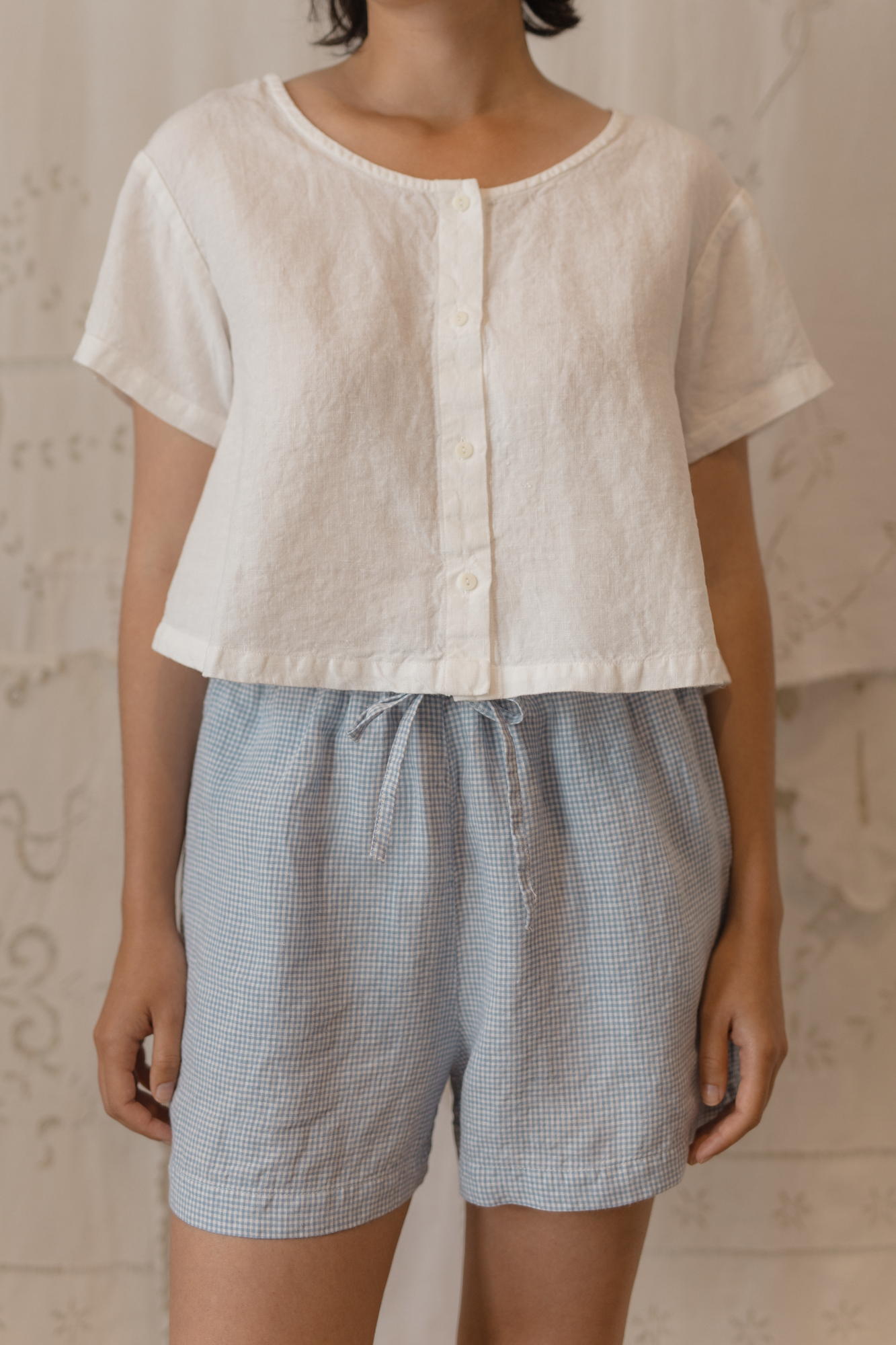 August Short Pale Blue Gingham