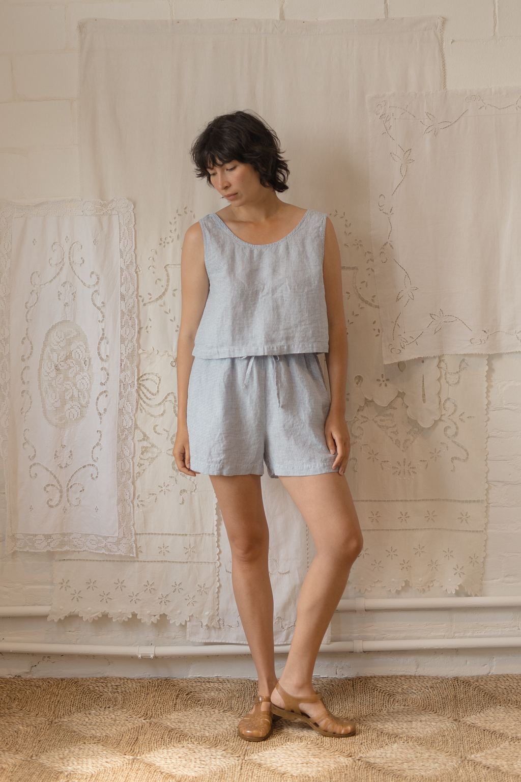 Delia Top Pale Blue Gingham