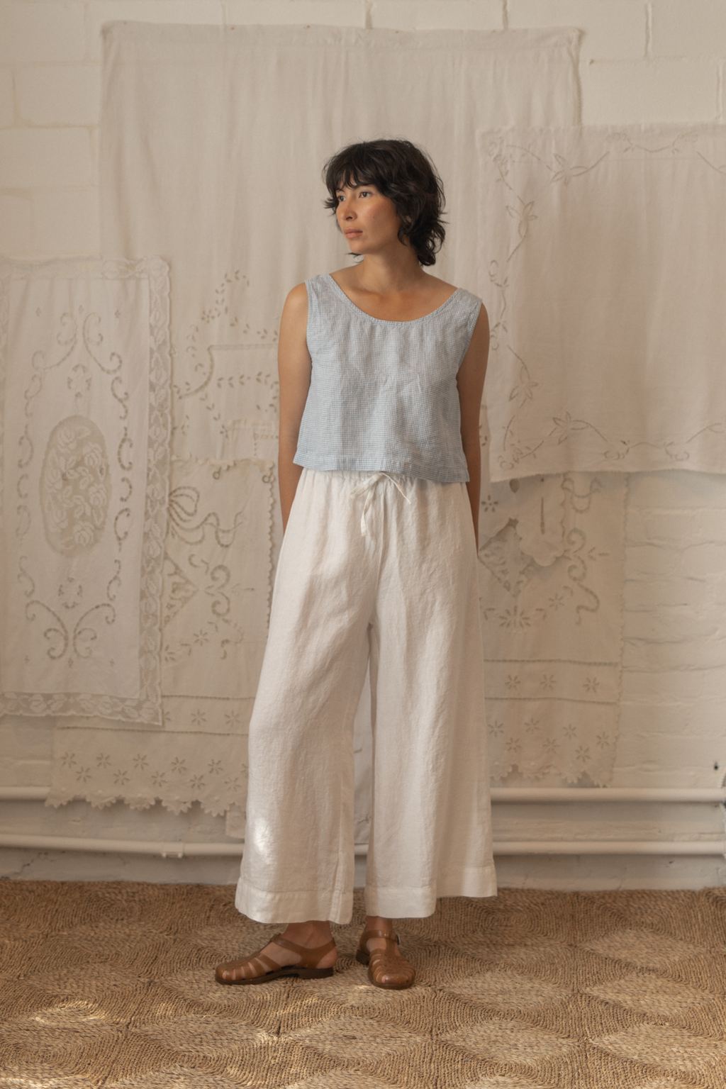 Delia Top Pale Blue Gingham