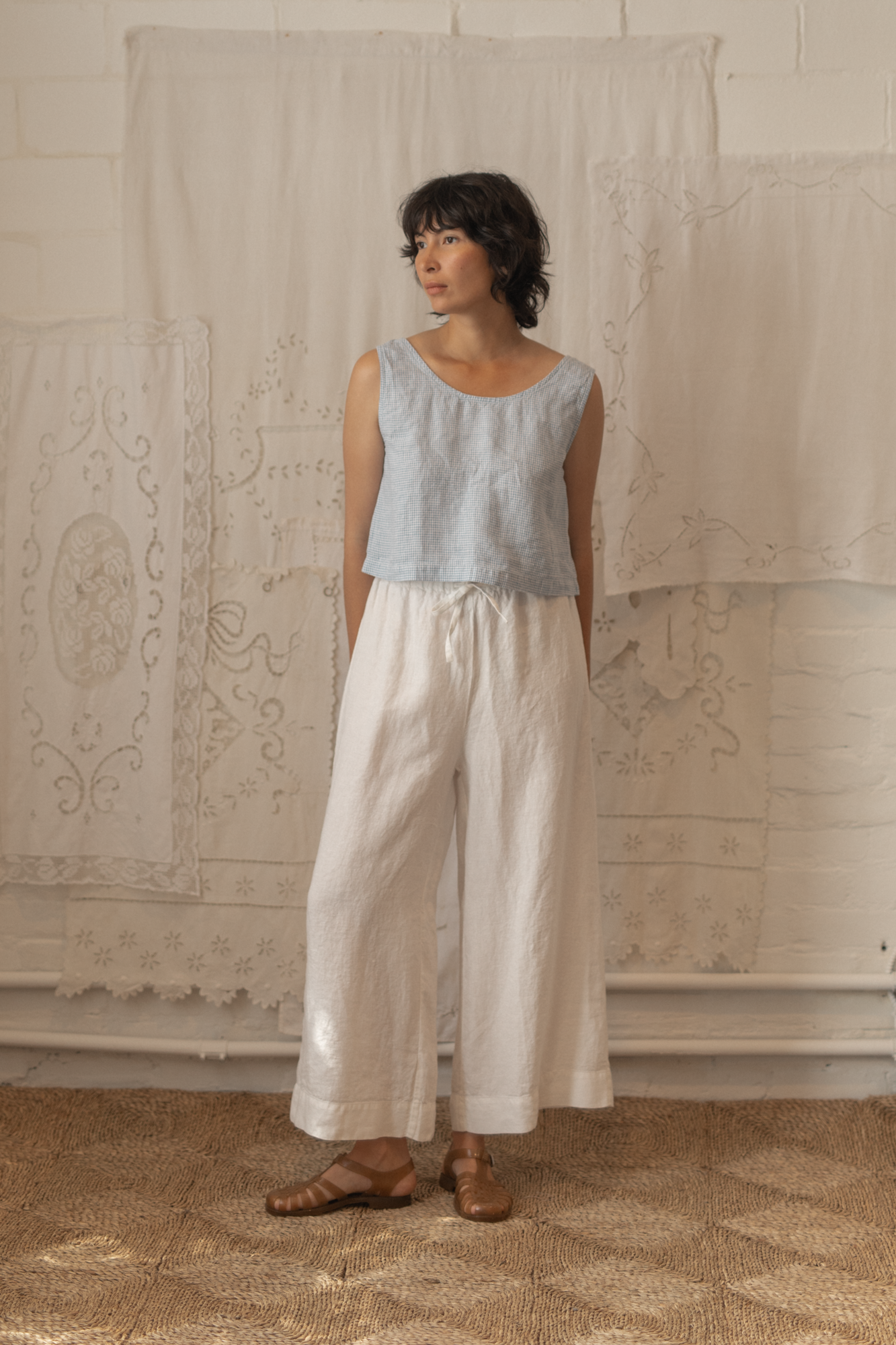 Delia Top Pale Blue Gingham