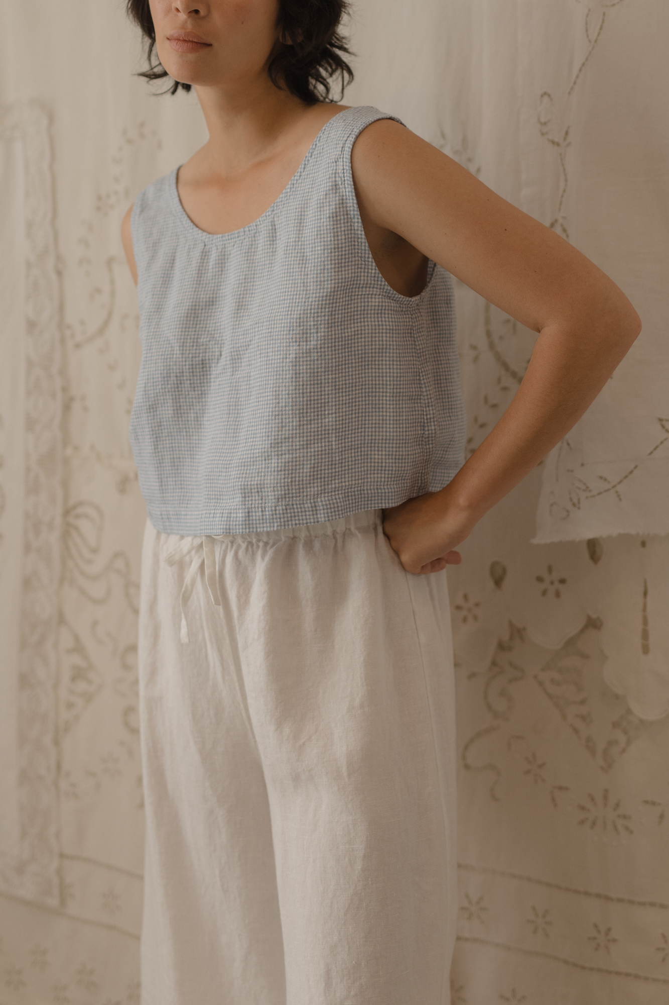 Delia Top Pale Blue Gingham
