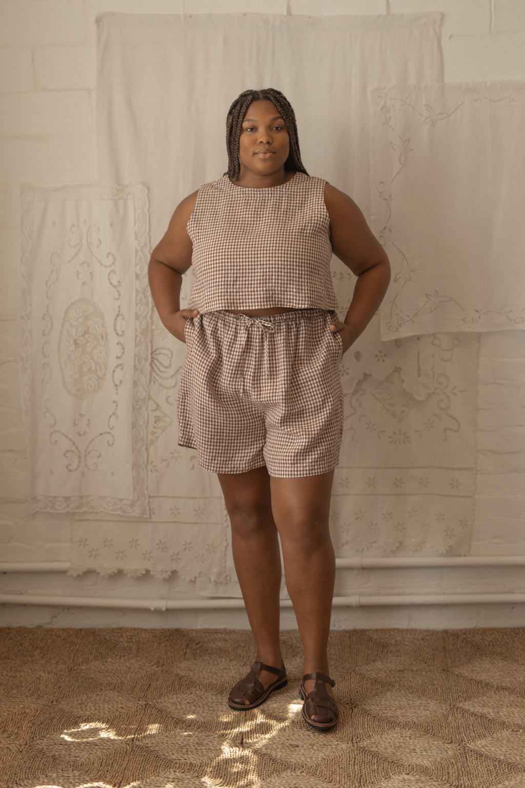 August Short Crimson Gingham
