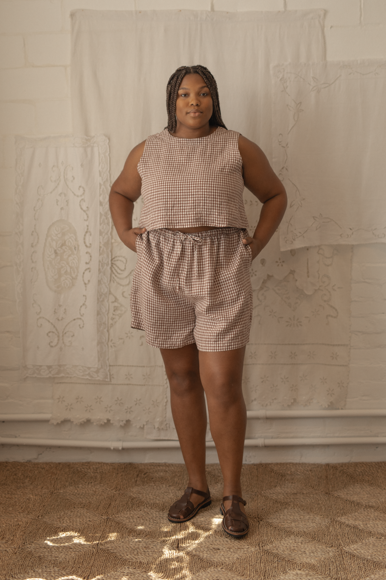 August Short Crimson Gingham