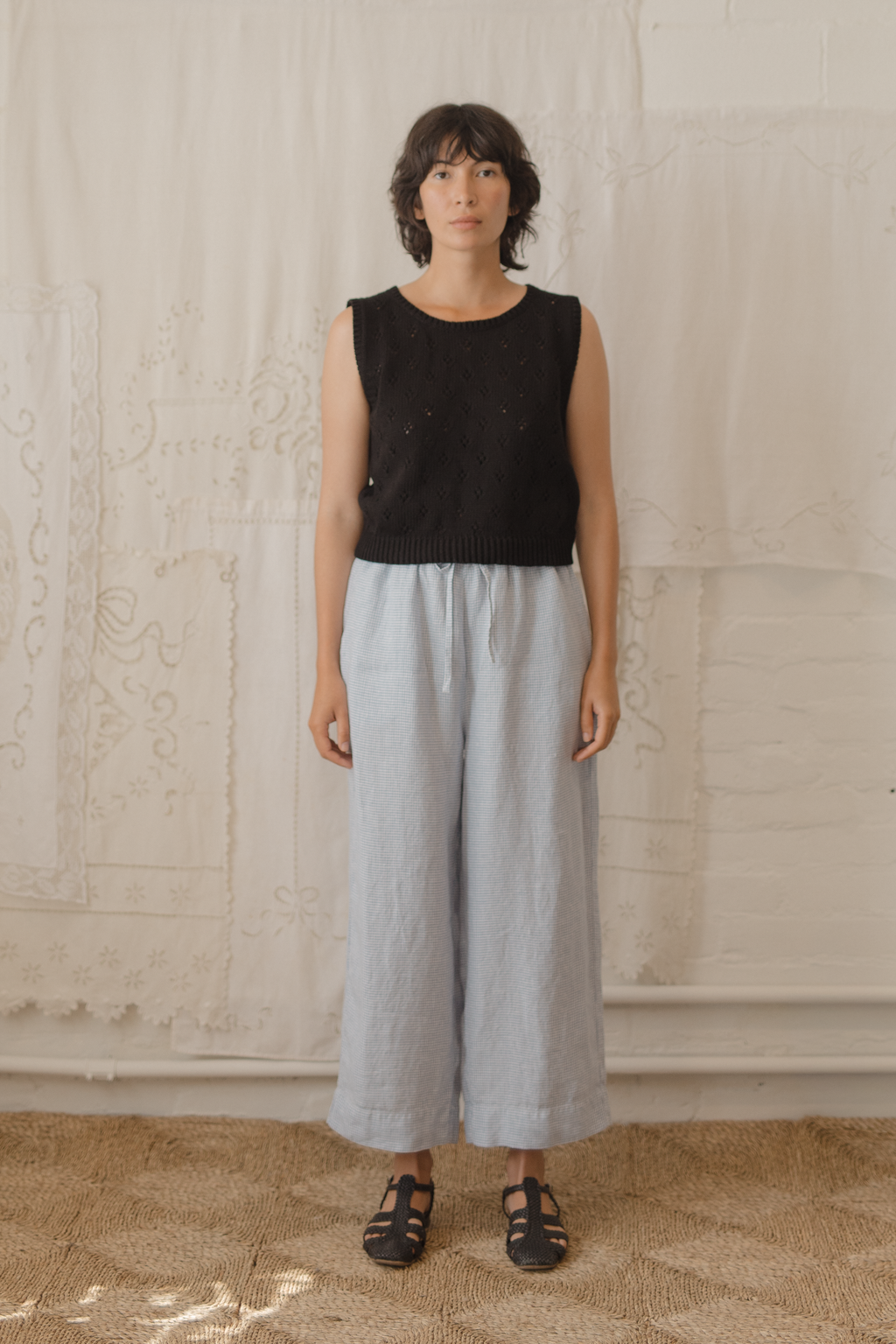 Olive Pant Pale Blue Gingham