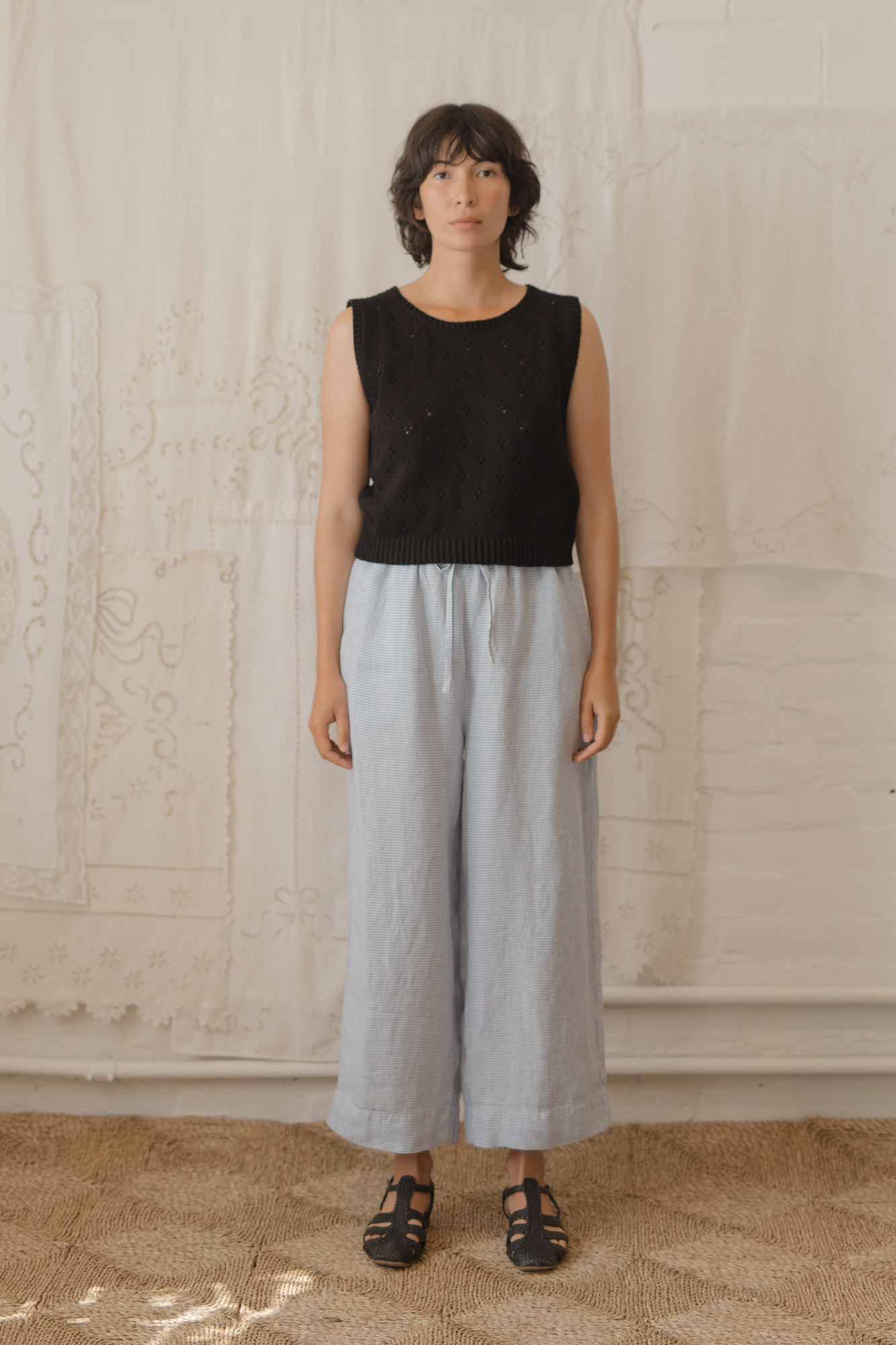 Olive Pant Pale Blue Gingham