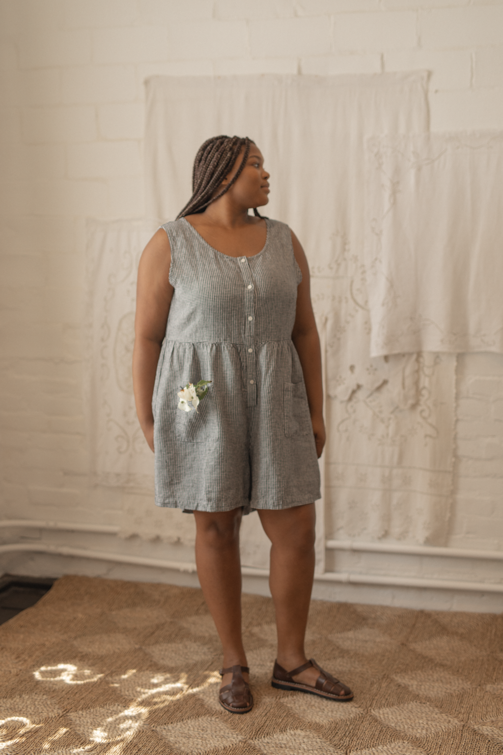 Dottie Romper Gingham Noir