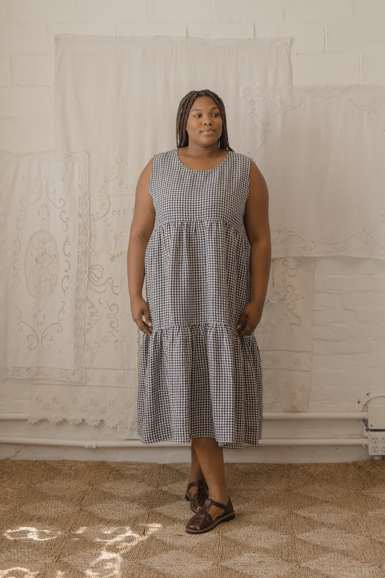 Farah Dress Marine Gingham