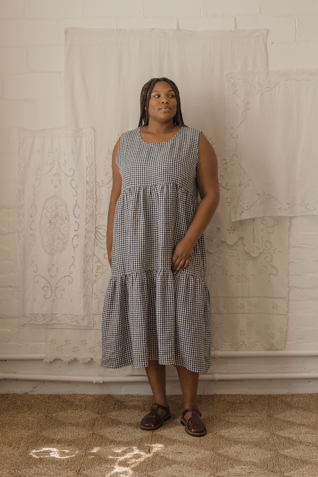 Farah Dress Marine Gingham