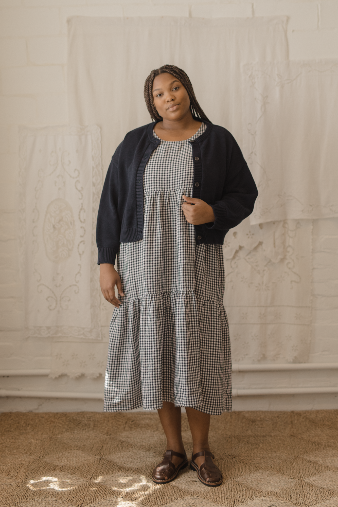 Farah Dress Marine Gingham