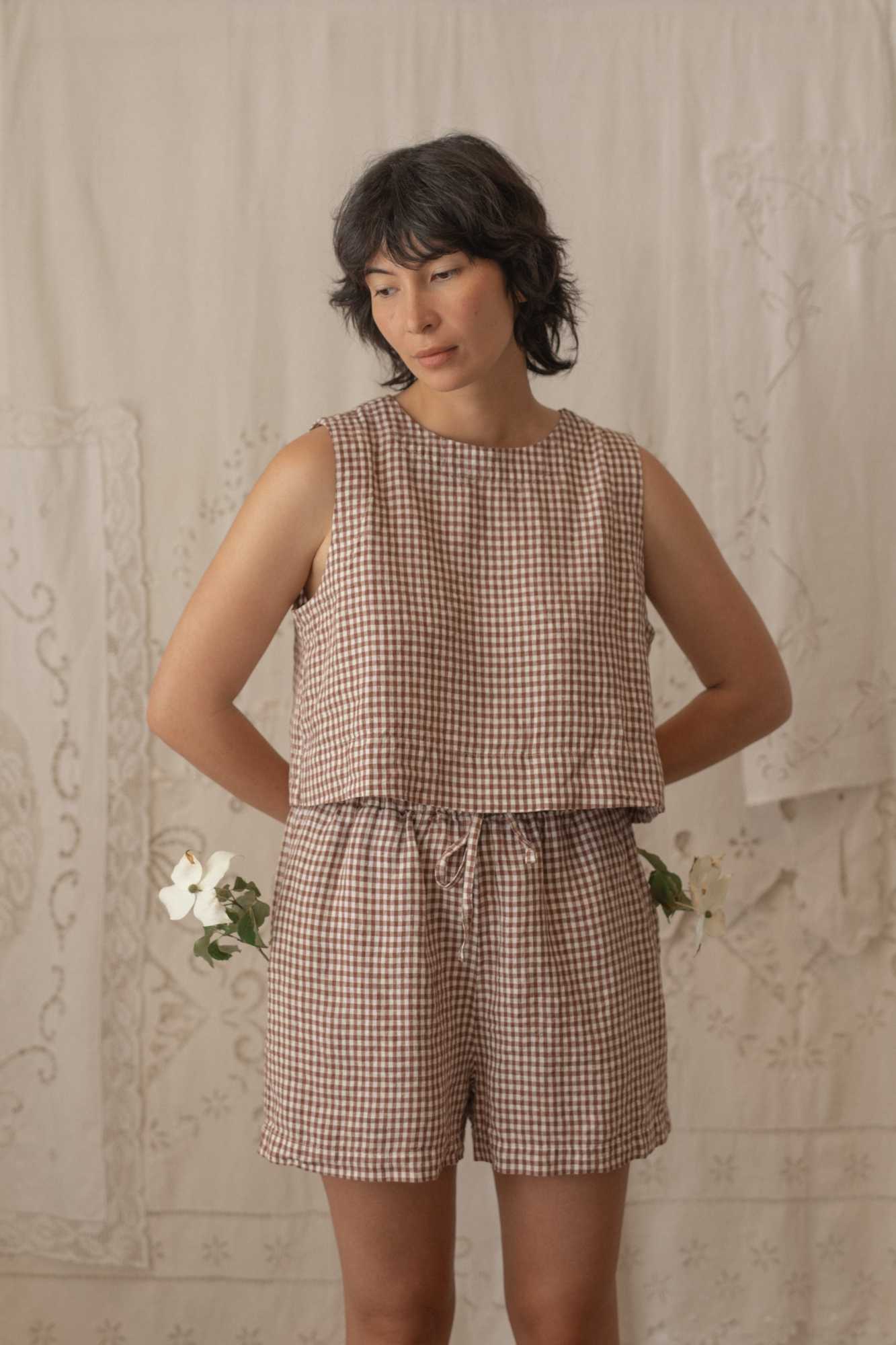 August Short Crimson Gingham