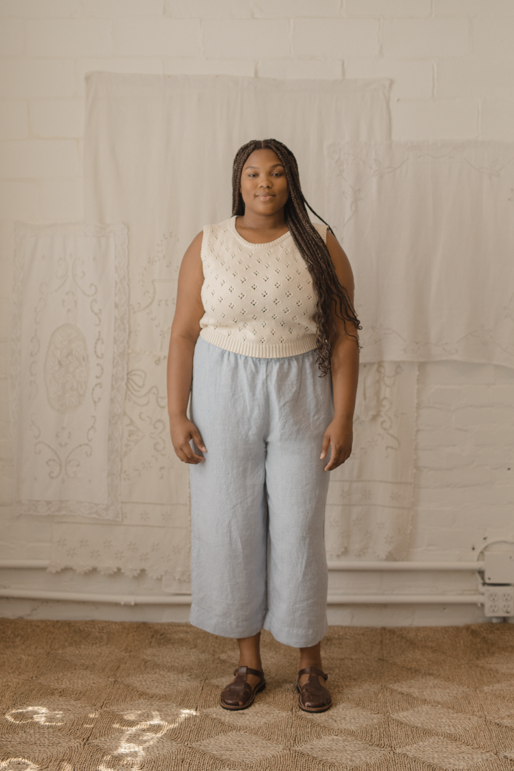 Olive Pant Pale Blue Gingham