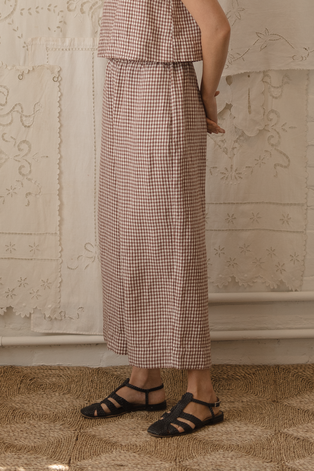 Olive Pant Crimson Gingham