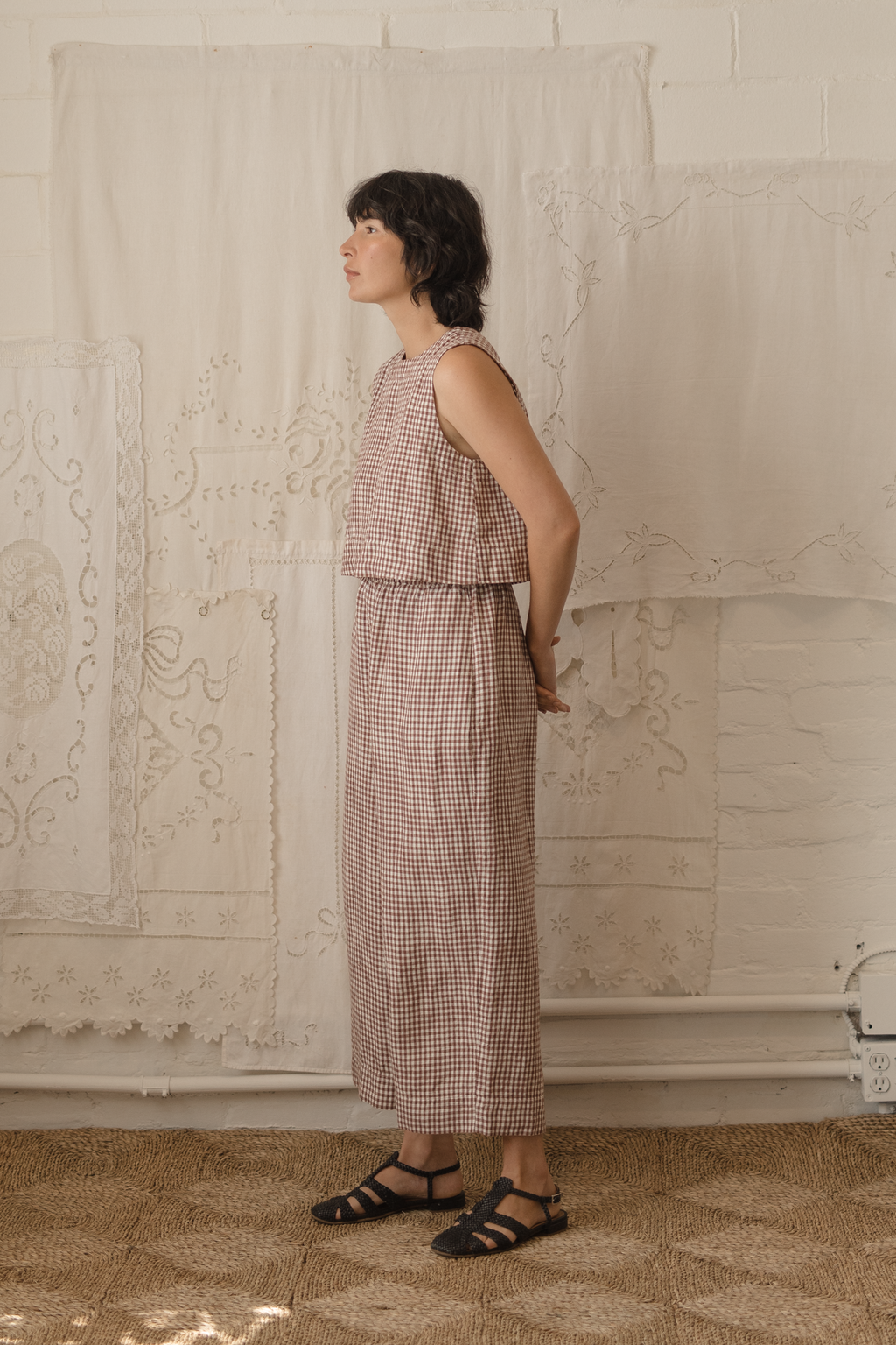 Olive Pant Crimson Gingham