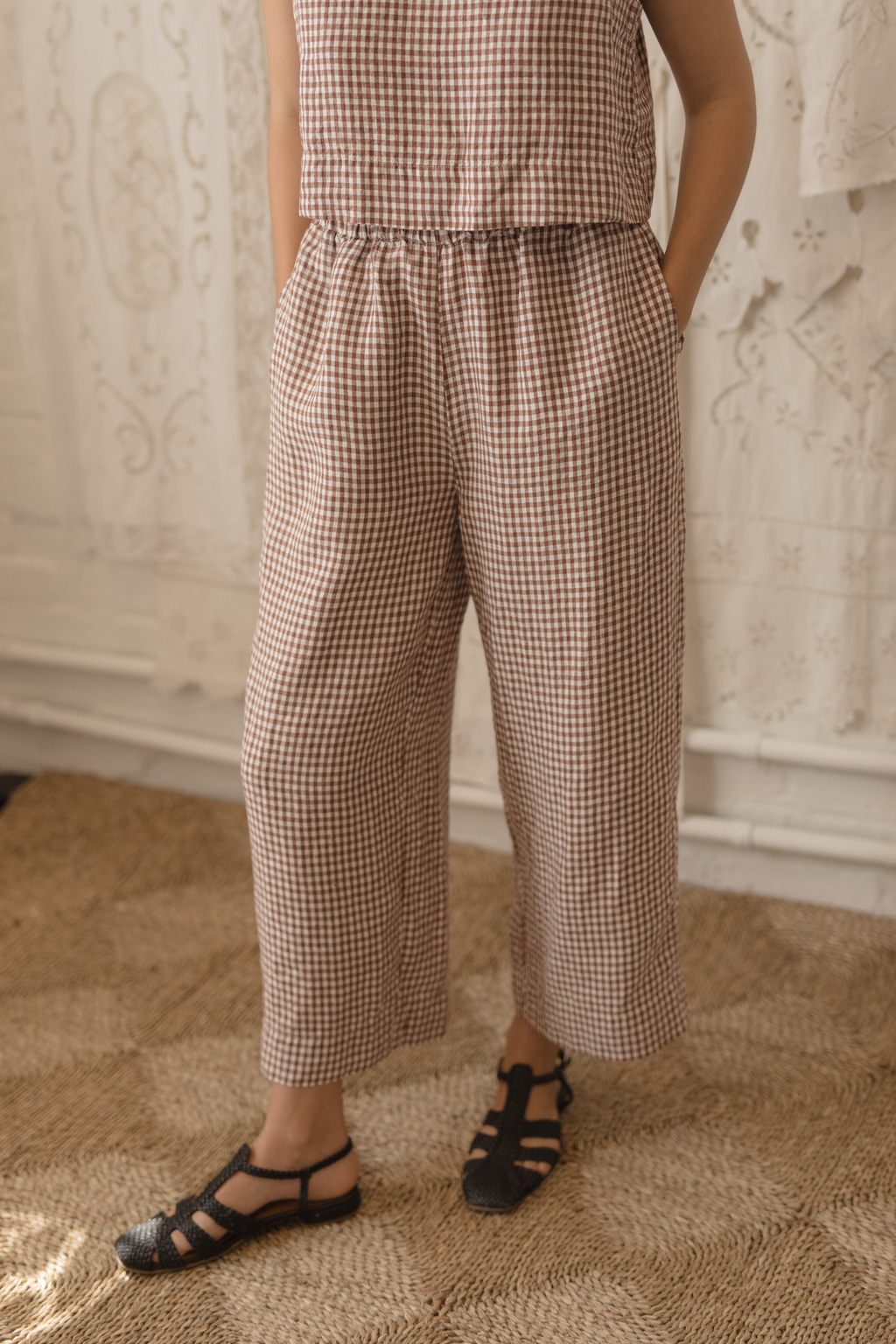 Olive Pant Crimson Gingham