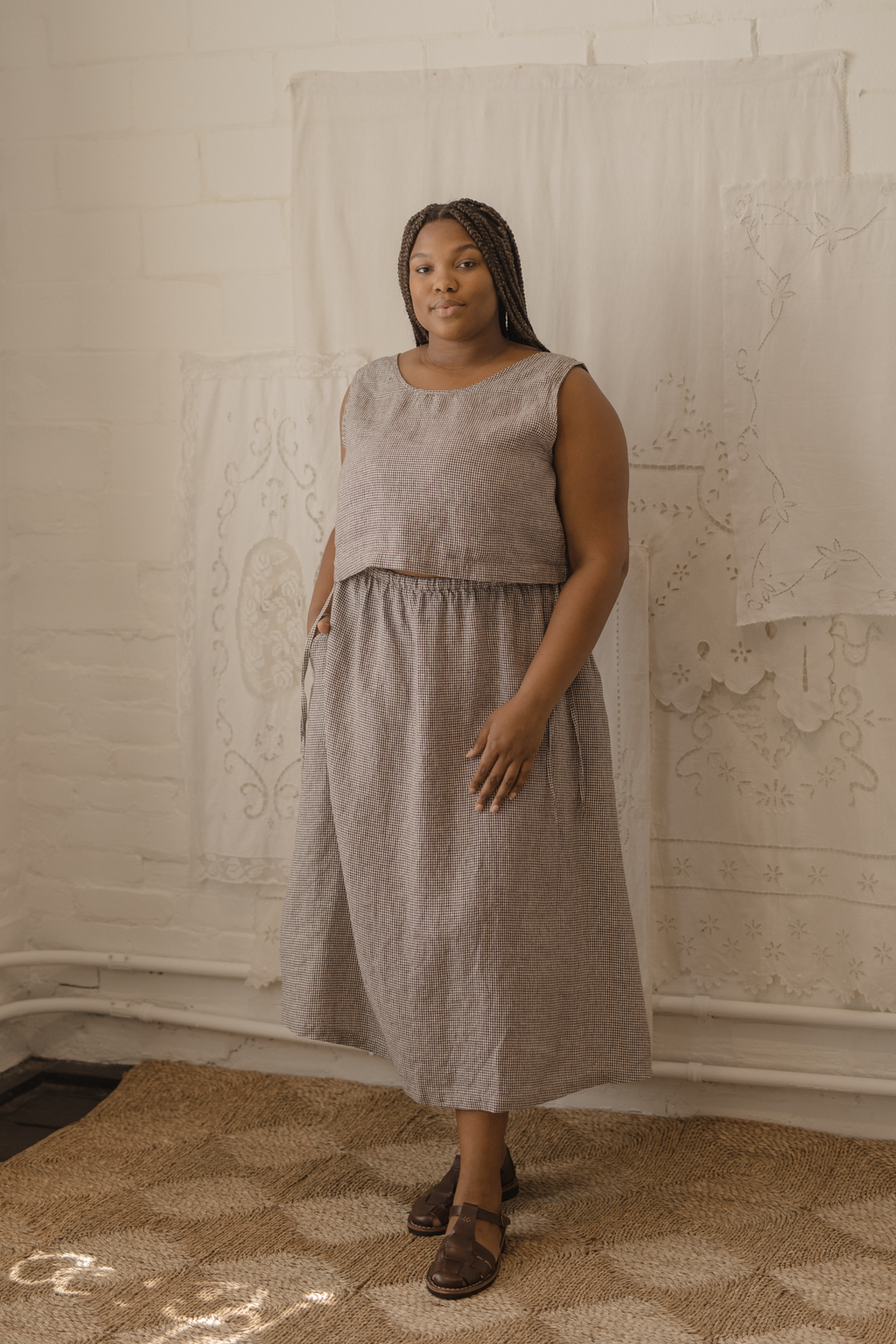 Frances Skirt Espresso Gingham